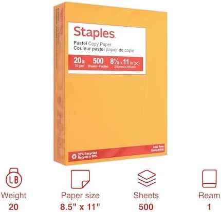Staples Pastel Colored Copy Paper 8 1/2-Inch x 11-Inch Goldenrod Ream, For Office, School & Home — view 2