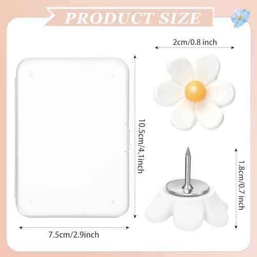 Sawysine 60 Pcs Cute Push Pins Decorative Push Pins Thumb Tacks Colorful Flower Pushpins, Flower Thumb Tack fo — view 2