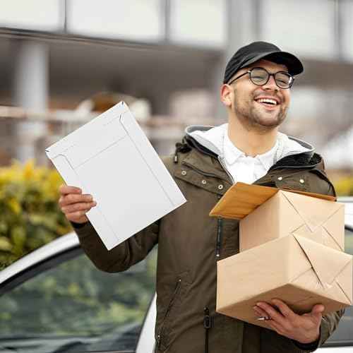 100 Pack 9.5x12 Inch Rigid Mailers, Self Seal Photo Document Mailer Cardboard Mailing Envelopes Stay Flat Mail — view 6