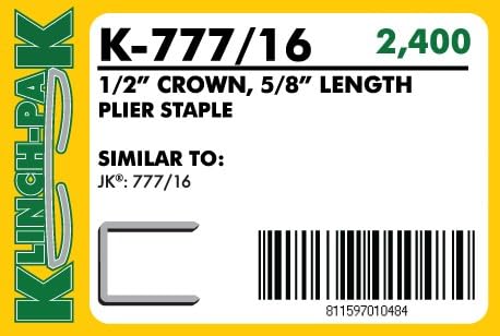 Klinch-Pak K-777/16, 5/8" Leg x 1/2" Wide Crown Heavy-Duty Galvanized Plier — view 2