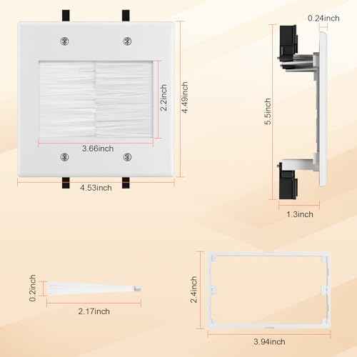 in Wall Cable Management Kit with Brush Wall Plate,AC Outlets & USB-a Ports,9ft Cord,Hide Cords Recessed Wall  — view 3