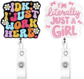 2Pcs Cute Funny Nurse Badge Reel, Badge Holder with Alligator Clip