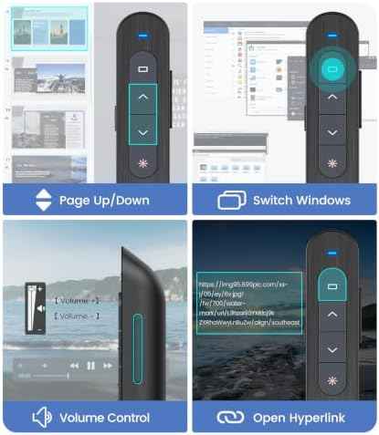 Wireless Presenter, Hyperlink Volume Control Presentation Clicker RF 2.4GHz USB PowerPoint Clicker Presentatio — view 5