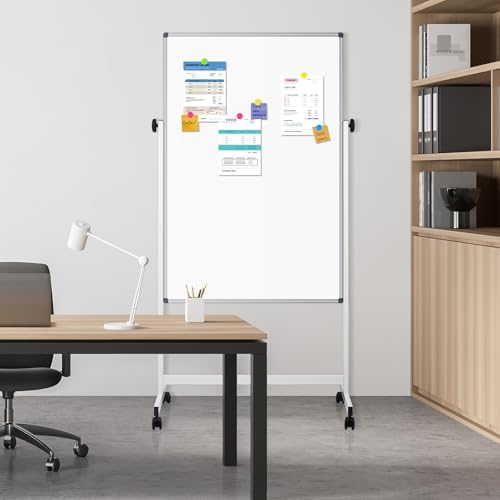 Magnetic Rolling Whiteboard, 40" x 24", Double Sided, Height Adjustable — view 6