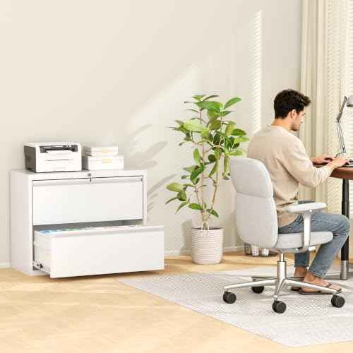 Greenvelly 2 Drawer File Cabinet, Metal Filing Cabinet with Lock, Locking File Cabinet for Home Office, Latera — view 2