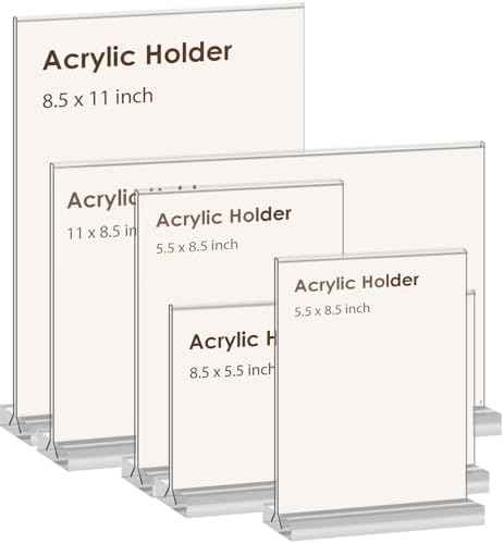 newnewshow Acrylic Sign Holder 8.5x11 Inch 6 Pack Vertical T Shape Double-Sided Desktop Display Holder — view 5