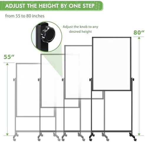Rolling Whiteboard on Wheels 48" x 32" Aluminum Frame (Black) — view 4