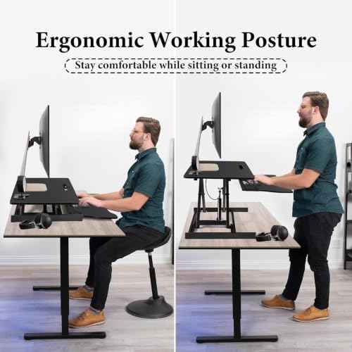 37" Desk Converter, Height Adjustable Stand Up Desk Converter, 2 Monitor Standing, Sit to Stand, Quick Sit to  — view 6