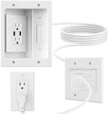 in Wall Cable Management Kit with Brush Wall Plate,AC Outlets & USB-a Ports,9ft Cord,Hide Cords Recessed Wall Outlet for TV C