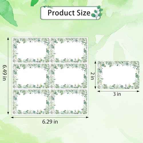 300 PCS Eucalyptus Name Tags Stickers, Self Adhesive Eucalyptus Theme Name Tag Labels Stickers for Back to Sch — view 2