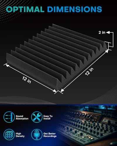 50 Pack Sound Proof Foam Panels for Walls, 2 X 12 X 12 Inches Acoustic Foam Panels, High Density Acoustic Pane — view 2