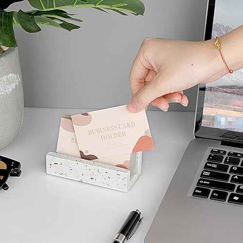 Hipiwe Business Card Holder for Desk Terrazzo Business Card Display Stand — view 5