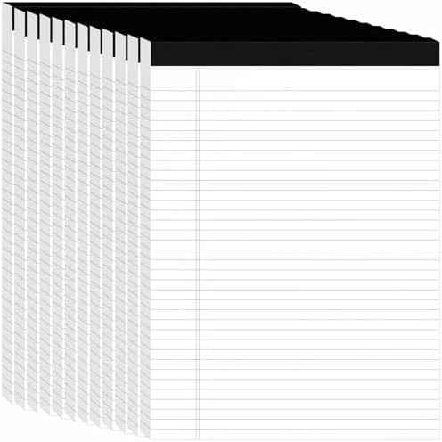 12 pcs Legal Pads 8.5" x 11", Wide Ruled Perforated Notepads 50 Sheets/ Pad