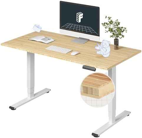 FlexiSpot E6 Bamboo 3-Stage Dual Motor Electric Standing Desk 55 x 28 Sit Stand Up Desk, Holds 220 lbs, Adjustable Height w/ 