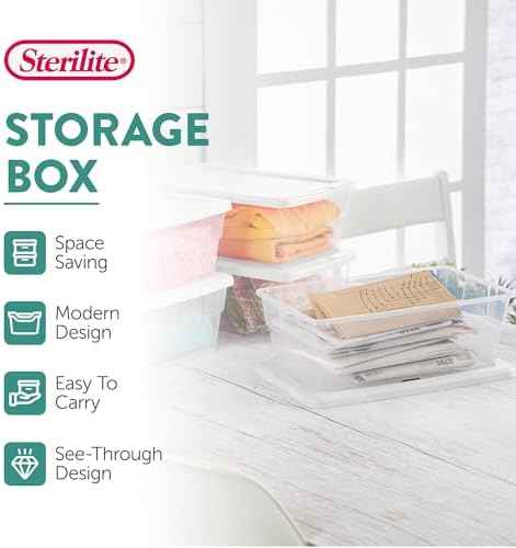 Sterilite Storage Boxes, Stackable Clear Plastic Bins, 6 Quart, 24-Pack — view 2