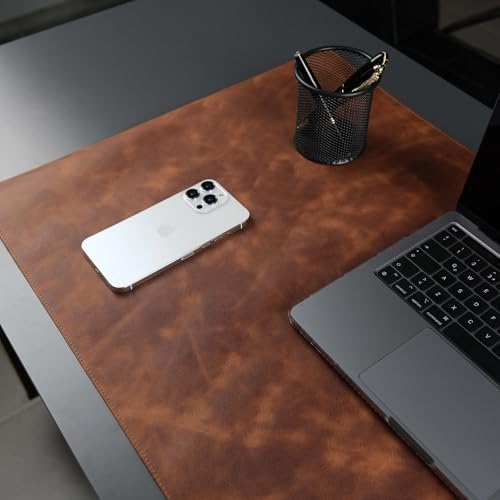 Jersey Genuine Calfskin Leather Desk Pad, Office Desk Mat with — view 4