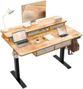 48 * 30 Inches Electric Standing Widened Desk Adjustable Height with 4 Drawers, Double Storage Shelves Stand Up Desk, Home Of