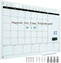 Magnetic Glass Whiteboard Calendar 48"x36" Glass Dry Erase Calender Board 36"x48" Monthly Plan White GlassBoard Wall Mounted 