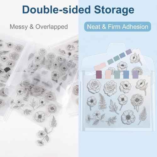 20 PCS Clear Stamps Storage Panels,Resealable Die Cut Storage Bag, White Plastic Stamps Organizer Panels, Clea — view 4