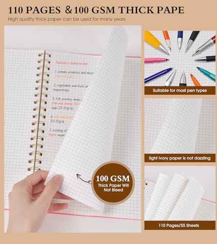 Graph Paper Notebook, Spiral Notebook Journal 8.5” x 11”, A4 Large Grid Notebooks for Women Men, 100 GSM Graph — view 4