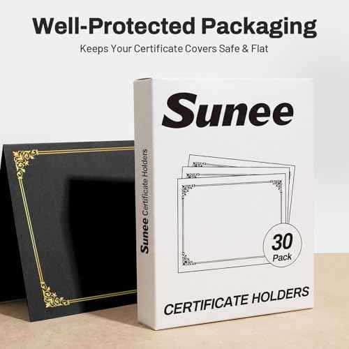 SUNEE Certificate Holders(Black, 30 Packs), Diploma Covers Gold Foil Border, for Letter Size 8.5x11 Certificat — view 6