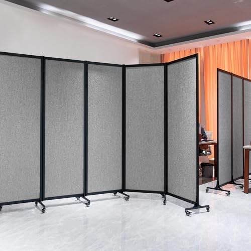 Room Partition 2.0 Upgrade Version,6'L* 6'7"H,3 Panel,Light Grey — view 5