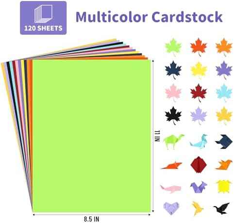 120 Sheets Colored Cardstock 8.5 X 11 Construction Paper 12 Assorted Colors — view 2