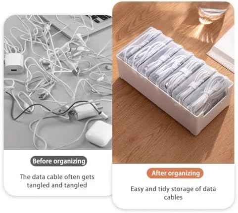 Cable Organizer Storage Box with 7 Wire Ties,Desktop Cable Management Box with Switch, Power Cord Organizer fo — view 4