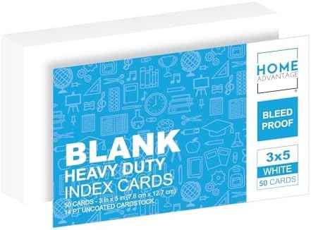 Home Advantage 3x5 Blank Index Cards - Our 50 Pack of Blank Note Cards