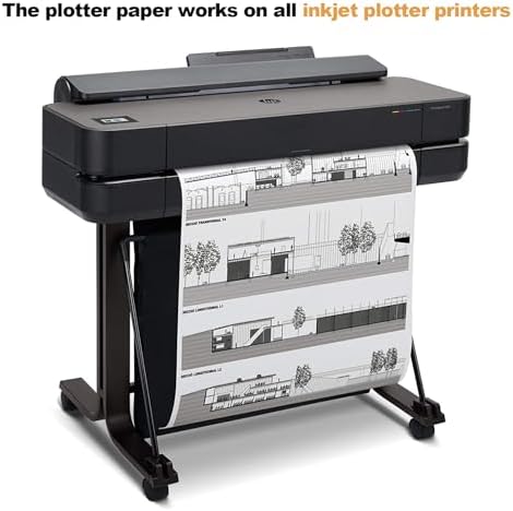 Wide Format Paper 24” x 150', 1 Roll Plotter Paper 20lb, CAD Bond Rolls on 2" Core for CAD Drawings, Projects, — view 5