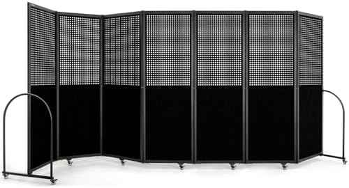 Folding Screen with Holes,14'3"L* 6'7"H,7 Panel,Black