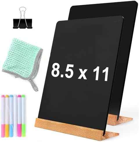 NEWNEWSHOW 2 Pack 8.7x12 Inch Tabletop Chalkboard with Wood Holder