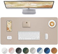 Leather Desk Protector, Large Mouse Pad, Non-Slip, Waterproof PU Leather Blotter Mat, Desk Cover for Office and Home (Beige, 
