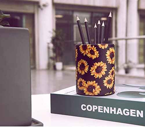 Sunflower Pen Holder, Pencil Holder Desk Organizer for Women Girls, Floral Makeup Brush Holder, Ideal Gift for — view 3