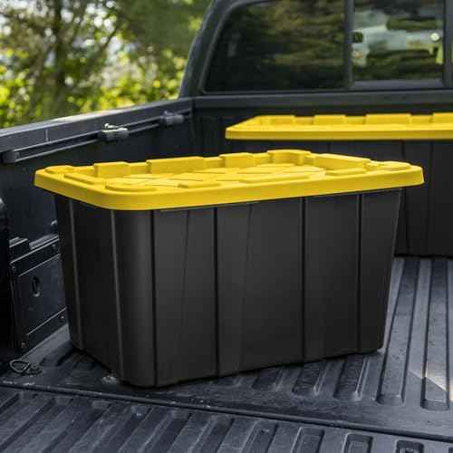 6 Pack, Large 27 Gallon Durable Plastic Storage Bin with Snap-On Lid, Storage Bin for Home Garage Organization — view 4