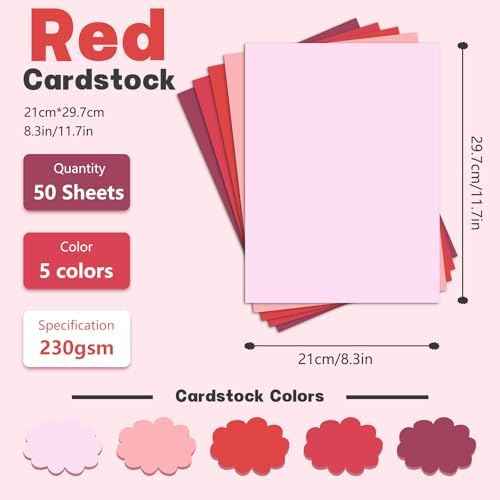 Red Cardstock 50 Sheets Construction Paper Thick Card Stock — view 2