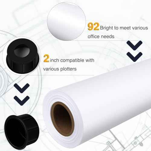 VOISEN Wide Format Paper, 2 Rolls Plotter Paper 24 In x 150 Ft — view 3