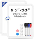Small Dry Erase White Board, 8.5" x 11" Mini Double-Sided Magnetic Surface Board, Portable Whiteboard with 4 Markers & 2 Magn
