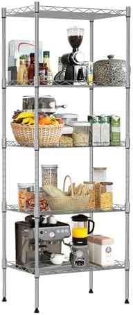 Metal Shelving Closet Storage Shelves Tall Skinny Shelf Kitchen Pantry Shelf Narrow Wire Shelving Unit for Small Spaces, Adju