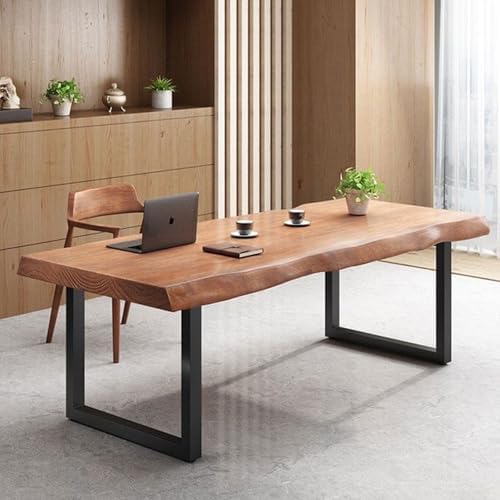 Stylish Solid Wood Office Desk with Sturdy Metal Base - Durable Multi-Size Executive Computer & Dining Table - — view 6