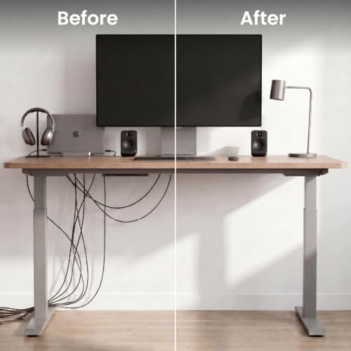 EVEO Cable Management Under Desk Kit (6 Units) - Under Desk Cable Management Cord Hider, Cable Hider Cord Mana — view 2