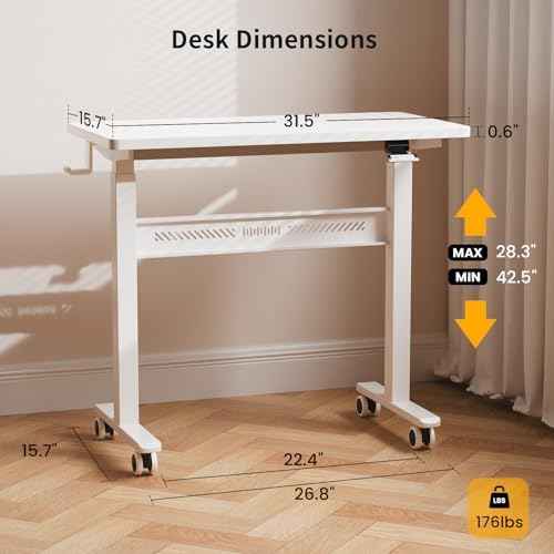 HitGo Mobile Standing Desk with Wheels,Pneumatic Height Adjustable Desk — view 2