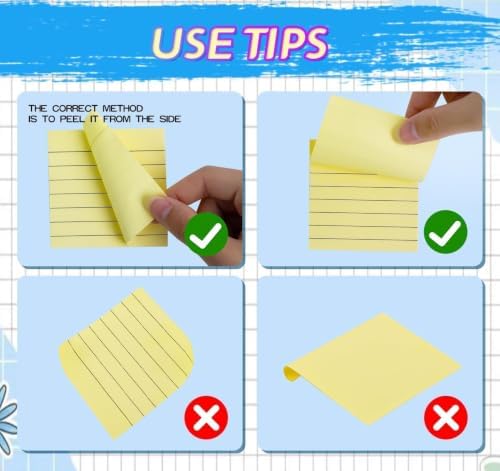 10 Pack Yellow Sticky Notes 3x3 in with Lined for School Students Home — view 7
