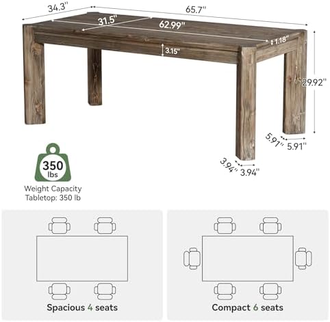63" Solid Wood Executive Desk, Farmhouse Home Office Computer Desk,Large Simple Study Writing Table Business W — view 2