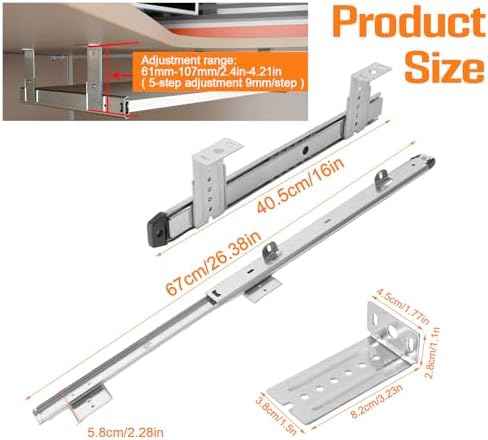 Under Desk Keyboard Tray Pull Out Slide Height Adjustable Slide Out Keyboard Draw Holder Track Full Extension  — view 3