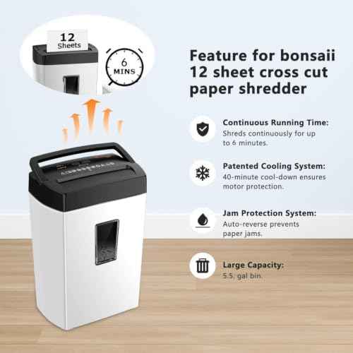 Bonsaii Heavy-Duty Shredder, Up to 12 Sheets, P-4 high Security — view 4