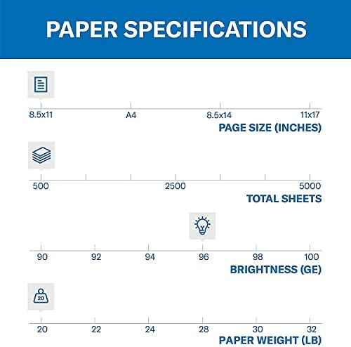 Hammermill Printer Paper, Fore Multipurpose 20 lb Copy Paper, 8.5 x 11-1 Ream (500 Sheets) - 96 Bright, Made i — view 2