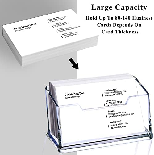 Clear Acrylic Business Card Holder, Name Card Organizer for Desk Fits — view 3