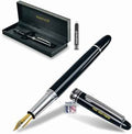 FANSTIK, Customized Fountain pen with name (MADE IN USA), stainless steel, black and silver, luxury engraved pen personalized