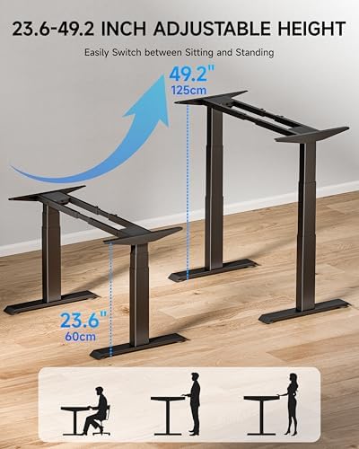 BIZUM Dual Motor 3-Stage Electric Standing Desk Frame,3 Memory Height — view 4